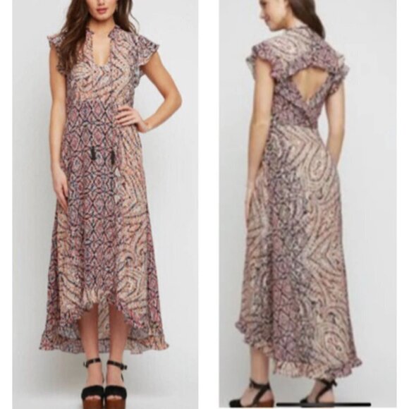 Anthropologie Plenty Tracy Reese Hi Low Pink Cut Out Ruffle Maxi Small Dress - Picture 1 of 11